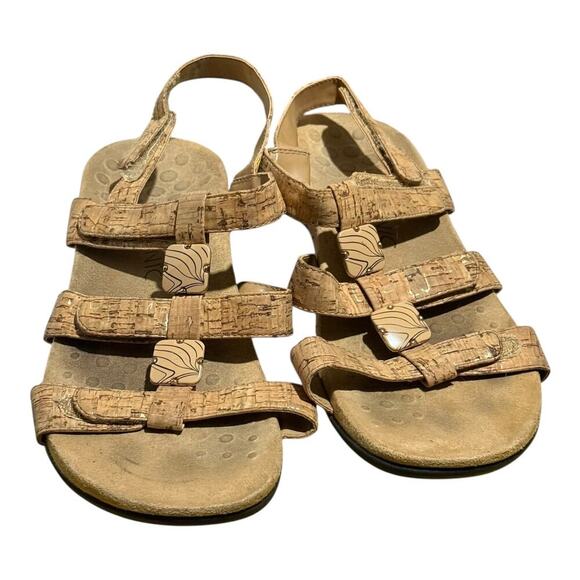 Vionic Amber Cork Orthotic Slide Sandals Women's Size 10 Adjustable Straps - Picture 2 of 5